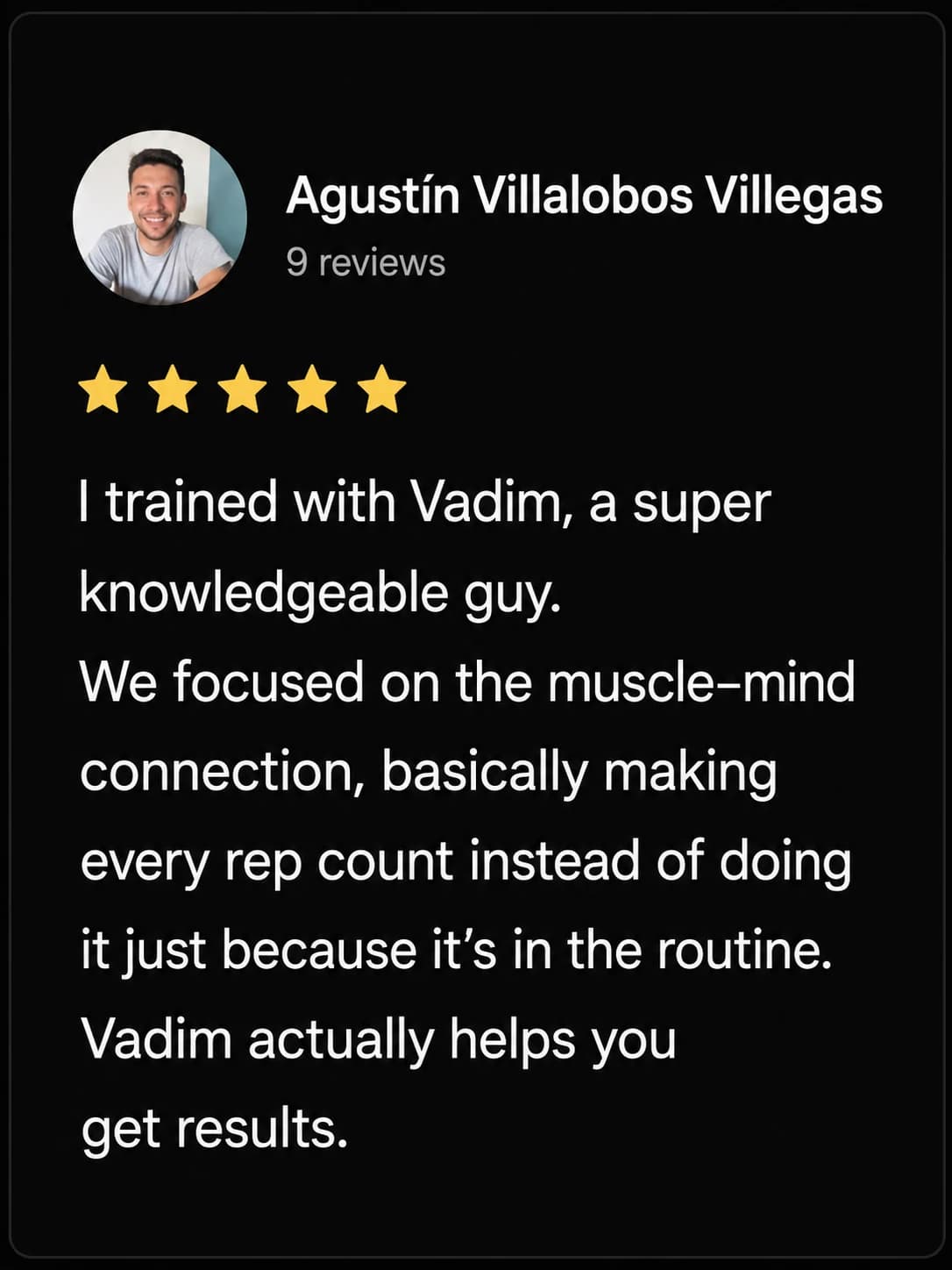Client feedback from previous coaching by Agustin Villalobos