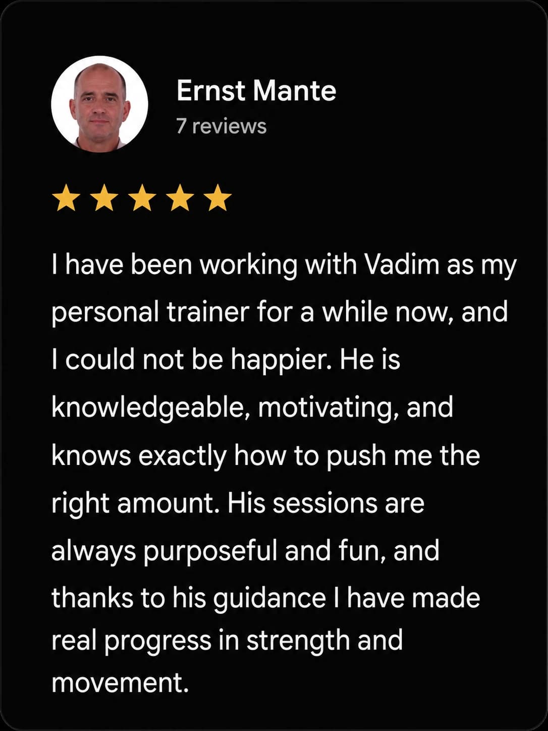 Client feedback from previous coaching by Ernst Mante