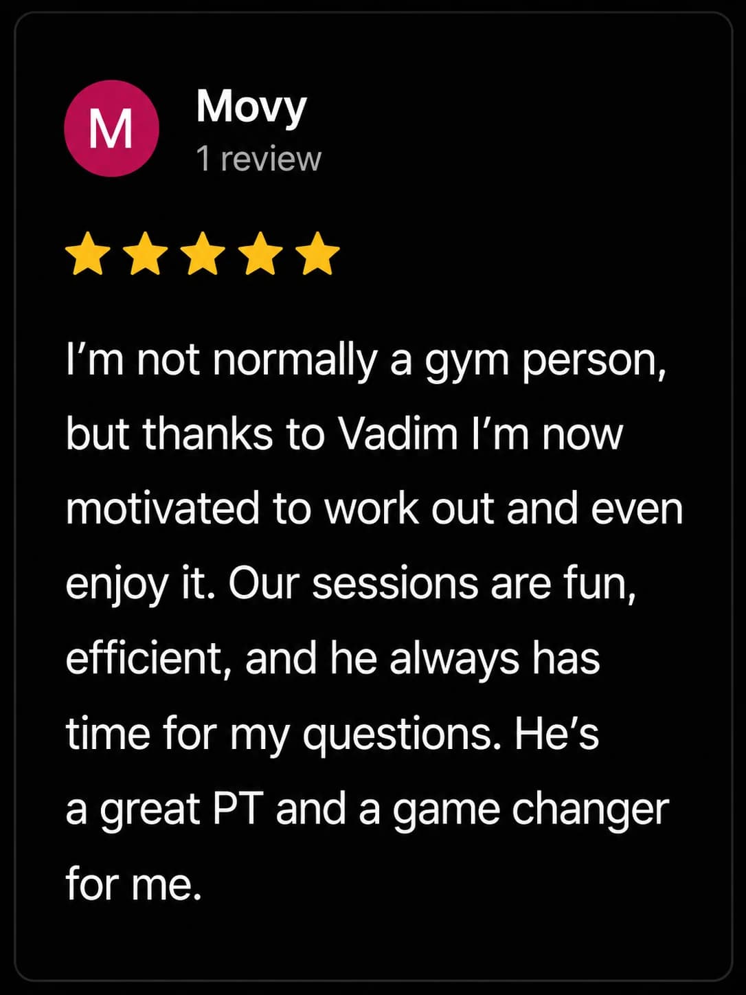 Client feedback from previous coaching by Movy