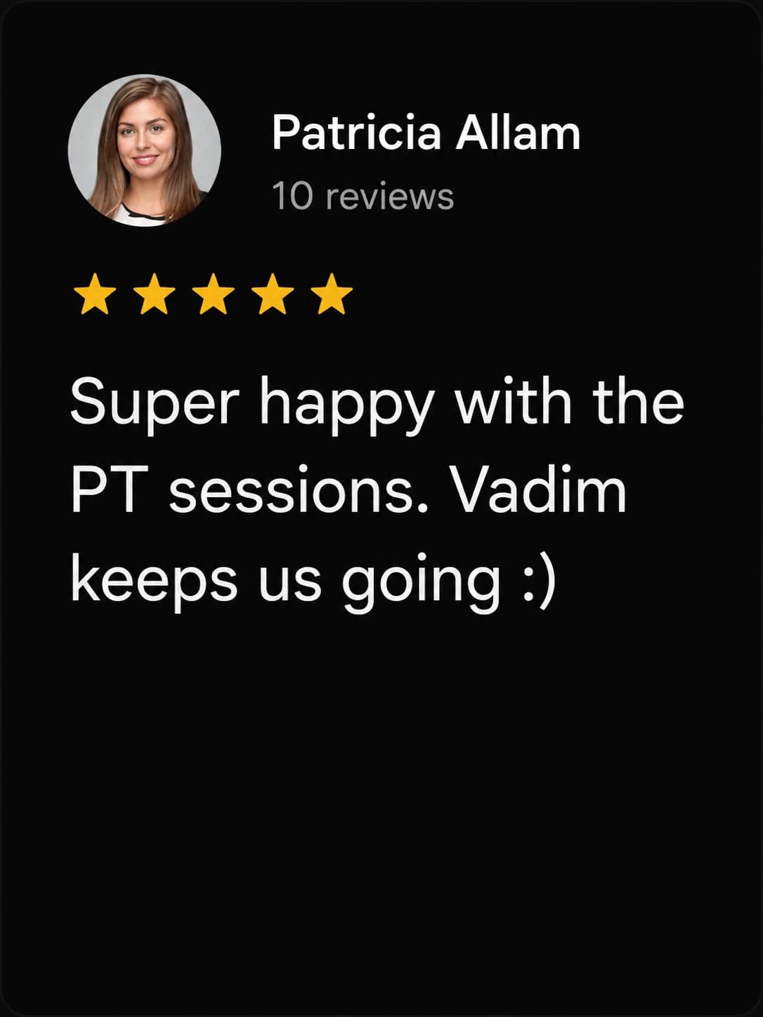 Client feedback from previous coaching by Patricia Allam