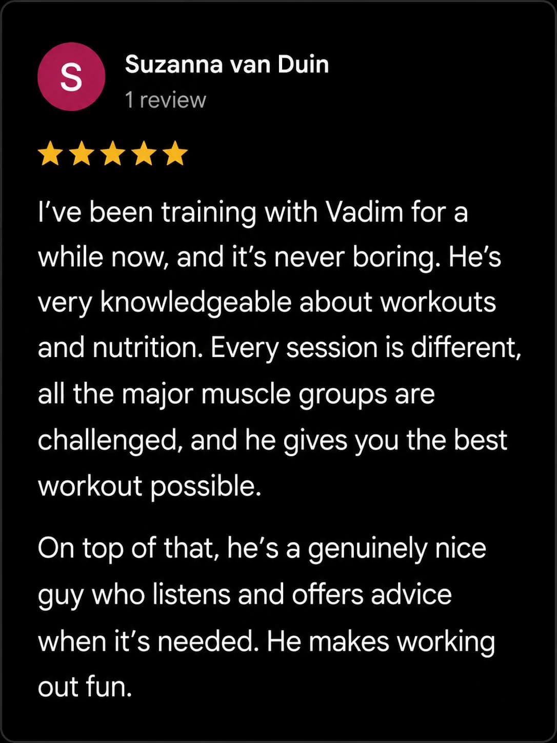 Client feedback from previous coaching by Suzanna van Duin